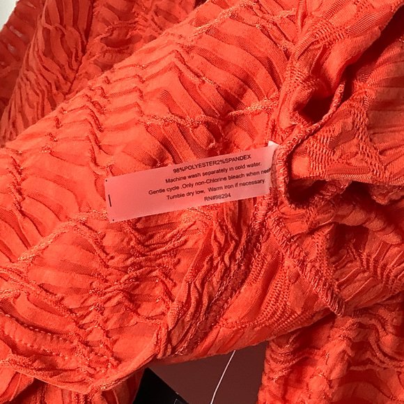NWT Onque Casual Tunic Top Blouse 1X Textured Knit Pockets Orange 3/4 Sleeve - Picture 7 of 10